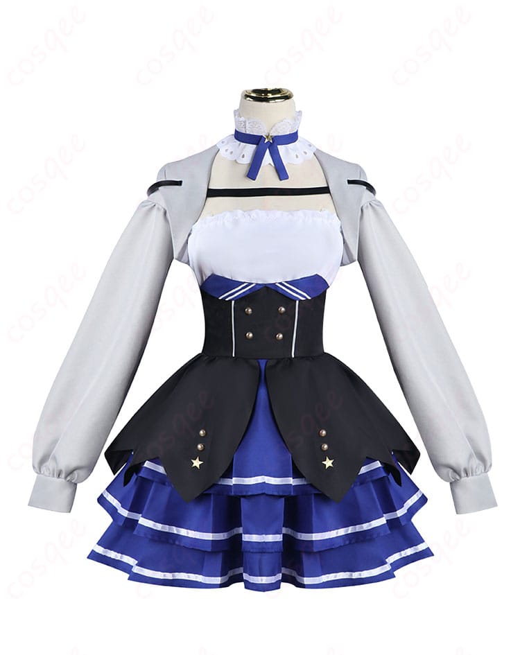 ドキバード コスプレ衣装の正面。バーチャルYouTuberドキバードの特徴を忠実に再現したデザイン。