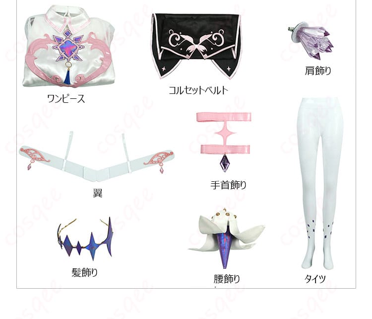 hololive 古石ビジュー コスプレ衣装 セット内容の一覧画像。ワンピースからアクセサリーまで充実の構成!