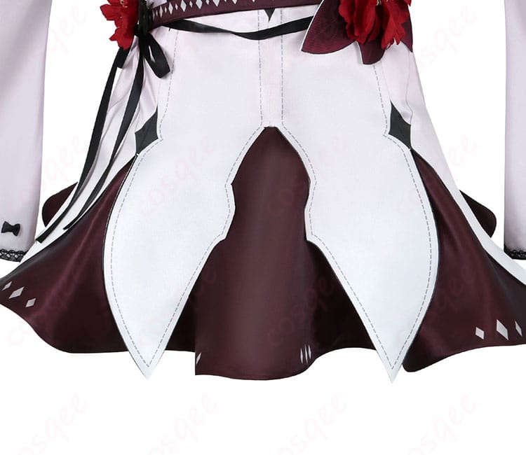 アイリスのコスプレ衣装背面の細部。刺繍やデザインにこだわりがあります。