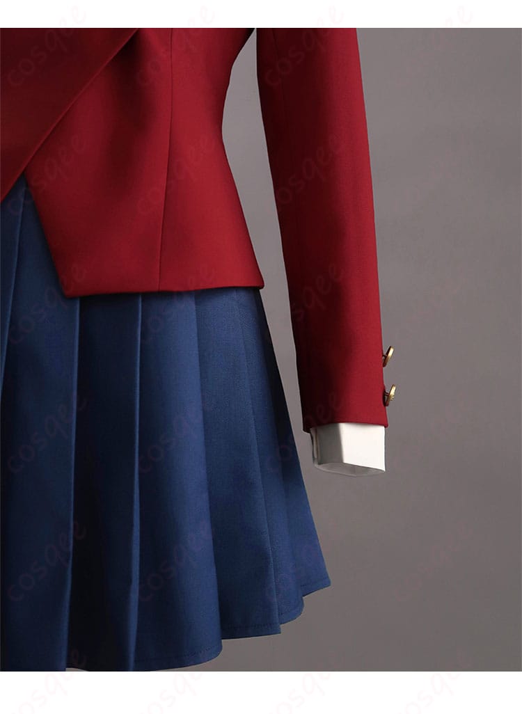 とらドラ! 逢坂大河 コスプレ衣装のスカート、袖、襟の細部画像。高い再現度と精緻な仕立て。