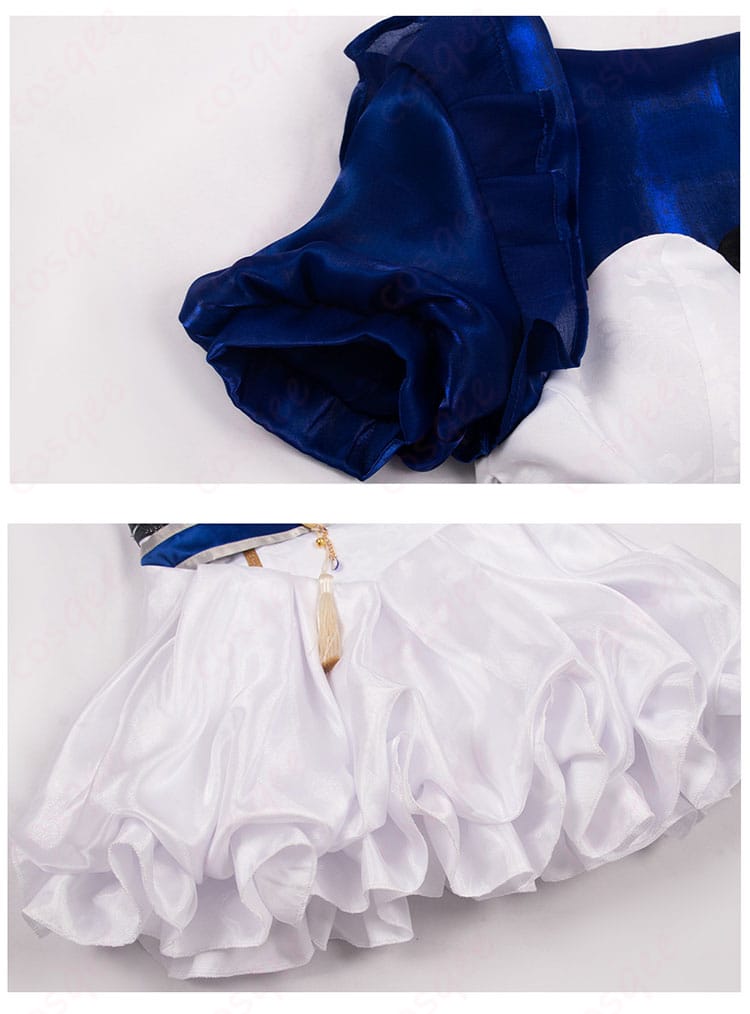 フリーナ衣装の衣袖とスカートのディテール。精緻な縫製と美しいデザインが特徴です。コスプレにぴったりな衣装です。