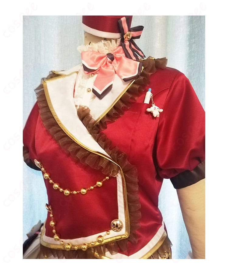 姫川友紀 コスプレ衣装 上衣の正面装飾。細かい刺繍とリボンのディテールが完璧に再現されています。