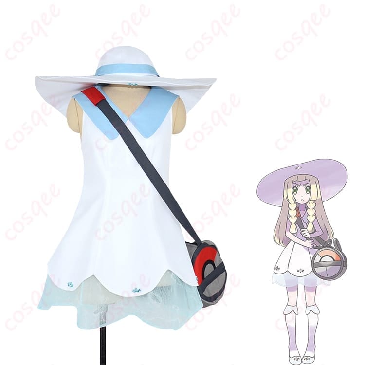 ポケモン サンムーンのリーリエを清楚に纏う ワンピース・帽子・靴下のコスプレセット - 2枚目の画像