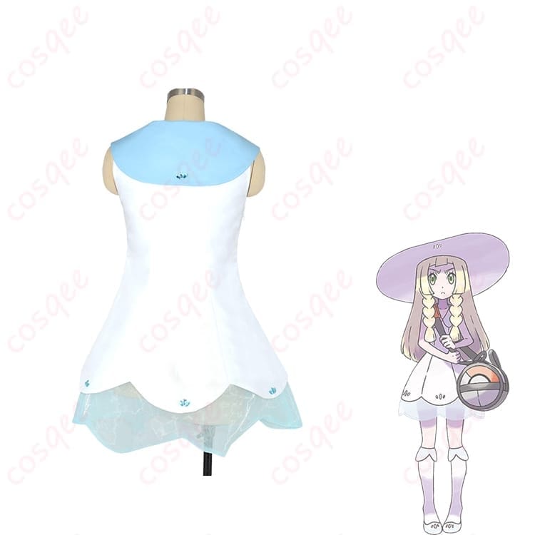 ポケモン サンムーンのリーリエを清楚に纏う ワンピース・帽子・靴下のコスプレセット - 5枚目の画像