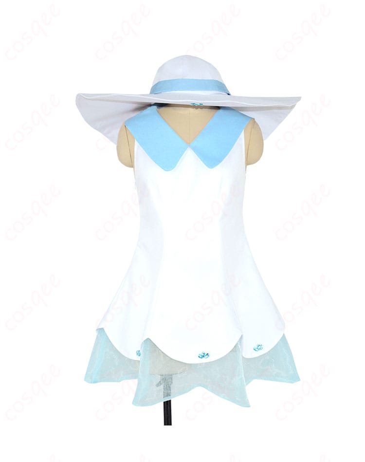 ポケモン サン・ムーン リーリエ コスプレ衣装の正面の全体画像。高品質な再現性で、ゲームキャラクターを忠実に表現。