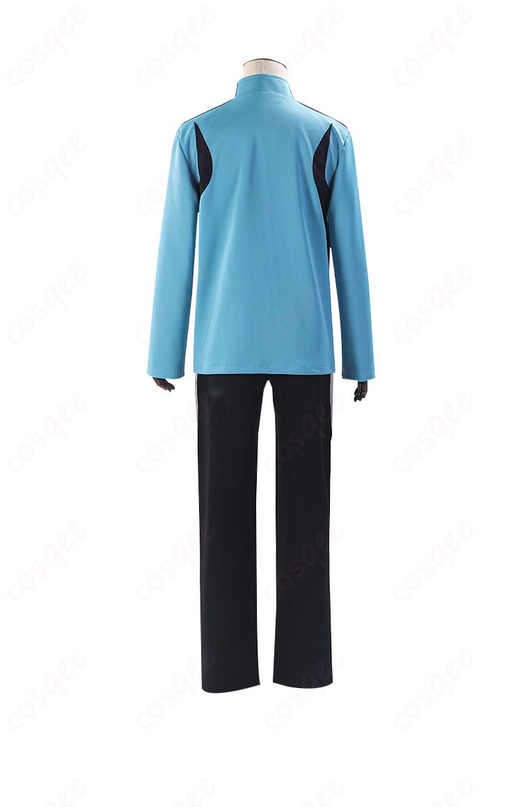 清瀬灰二のコスプレ衣装、背面ディテール。寛政大学陸上競技部ユニフォームの特徴が表現されています。