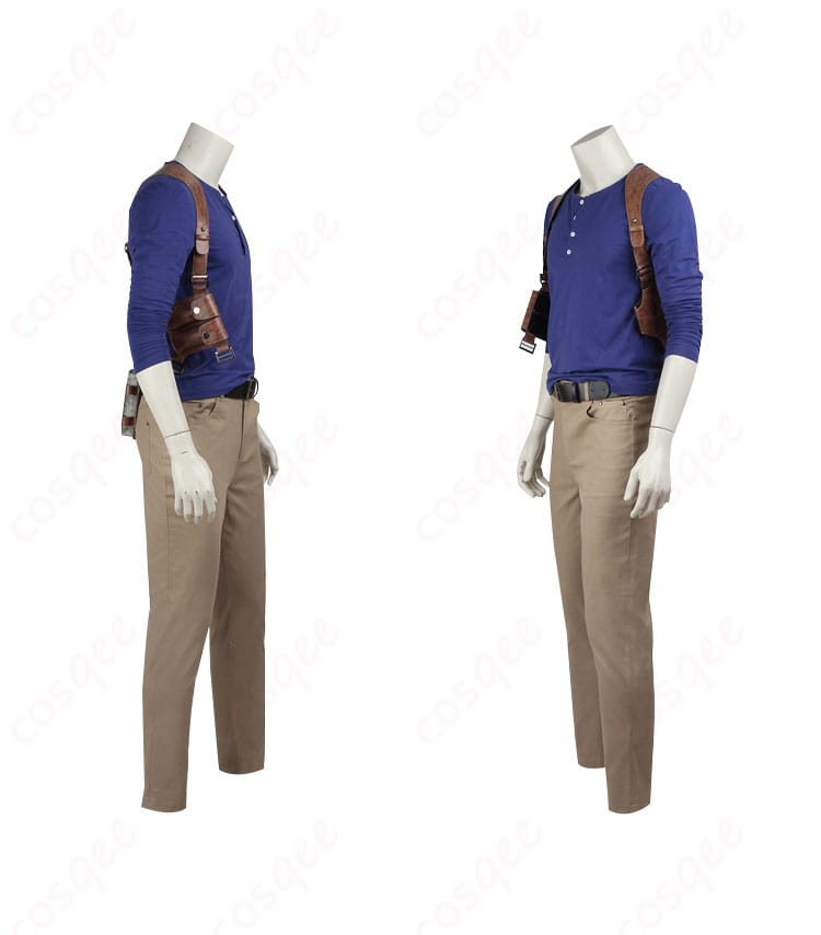 ネイサン・ドレイク コスプレ衣装の衣領のディテール。精密な刺繍とデザインが特徴的です。