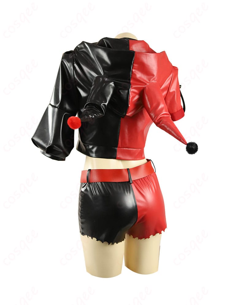 異世界スーサイド・スクワッド ハーレイ・クイン コスプレ衣装の背面図。背中部分のディテールが美しく表現されています。オーダーメイド可。