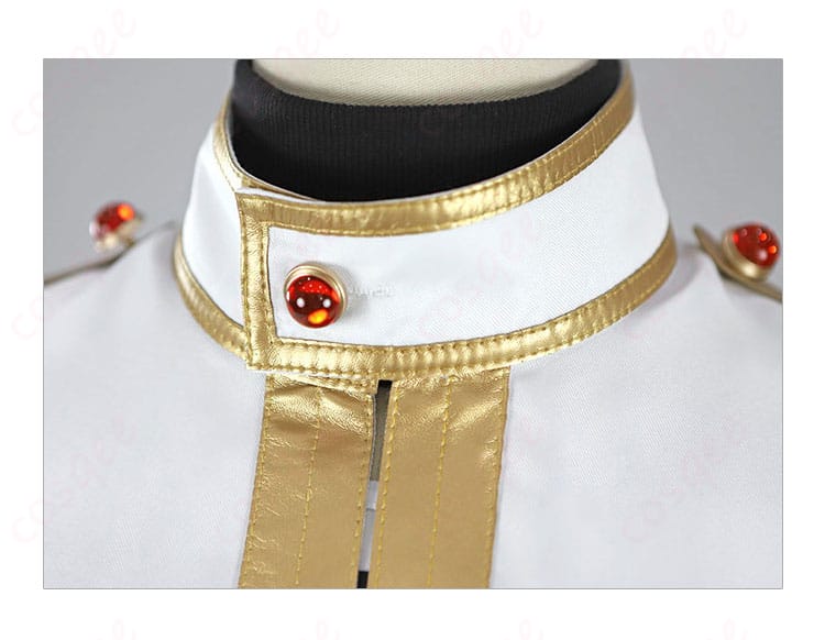 フリーレン コスプレ衣装 子供用 衣領部分のデザイン詳細。刺繍や装飾が細かく施されています。