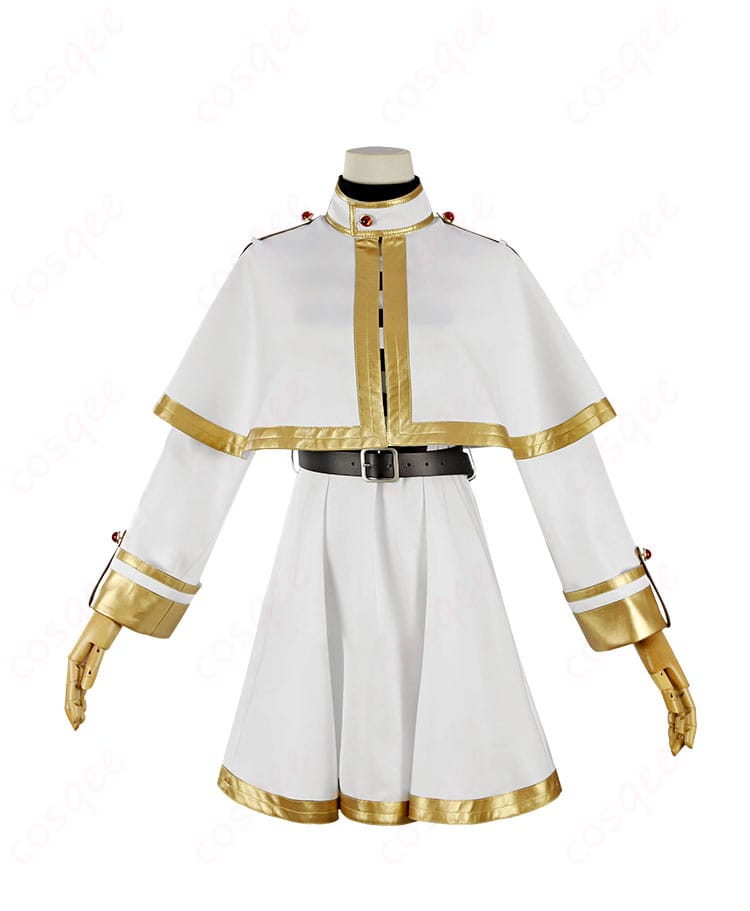 フリーレン コスプレ衣装 子供用 ワンピースとマントがしっかり再現された正面画像。高忠実度のエルフ耳付き。コスプレ通販ならCOSCLT。