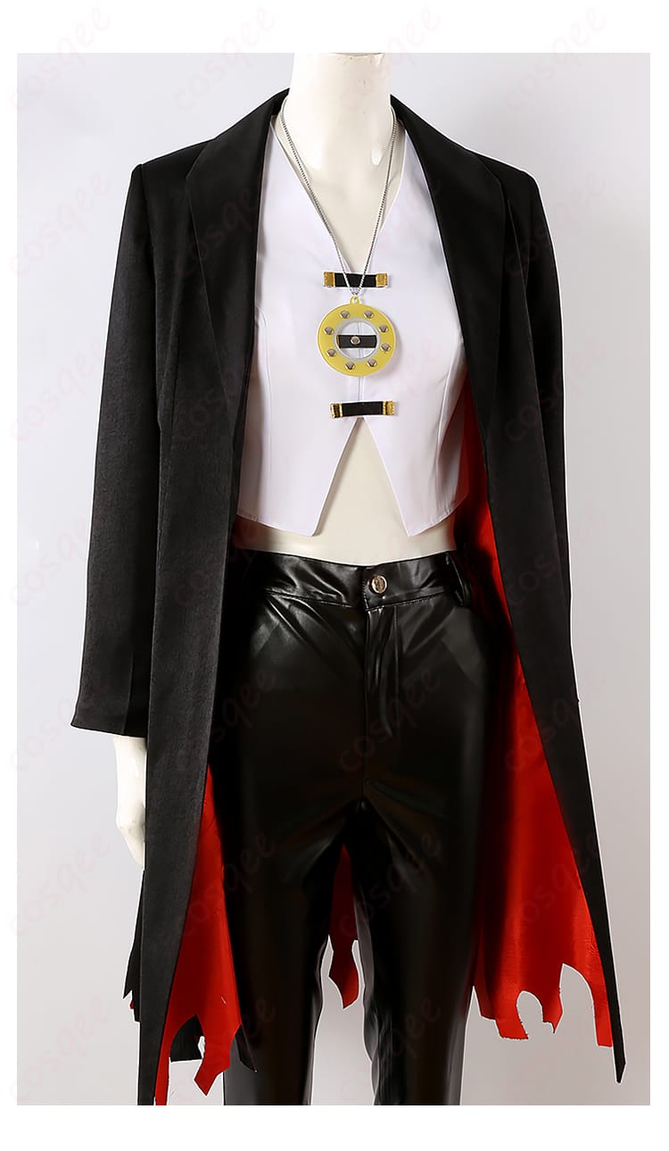 FGO テスカトリポカ(ポカニキ) コスプレ衣装 喫煙姿の服装正面部分のアップ。衣装の花柄や刺繍のディテールが美しく再現されています。コスプレイヤー必見!