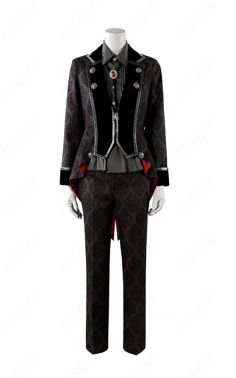 ブルーロック 御影玲王 アリス風コスプレ衣装 正面全体画像。コスプレ衣装の全体的なデザインがよくわかる。