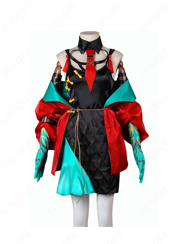 アークナイツ シー コスプレ衣装 正面図 - 新春シリーズ 流砂のコスプレ衣装、キャラクターシーの全体的なデザインがわかる正面画像
