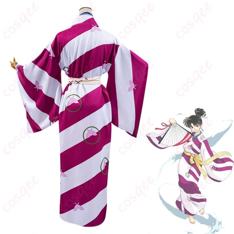 犬夜叉 神楽の和装コスプレ衣装 赤黒コントラストが映える軽やかシルエット - 3枚目の画像