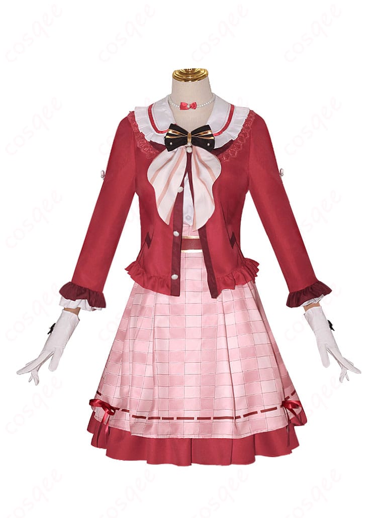 スシロー × 原神 珊瑚宮心海 コスプレ衣装の正面全体図。美しいデザインと詳細な刺繍が特徴です。コスプレ衣装をチェック!