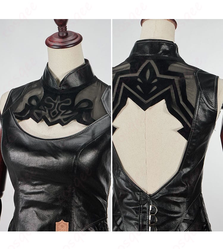 ヨルハ五一式軍装:術 コスプレ衣装の上衣正面と背面の装飾詳細。精緻な刺繍とデザインでリアルに再現。