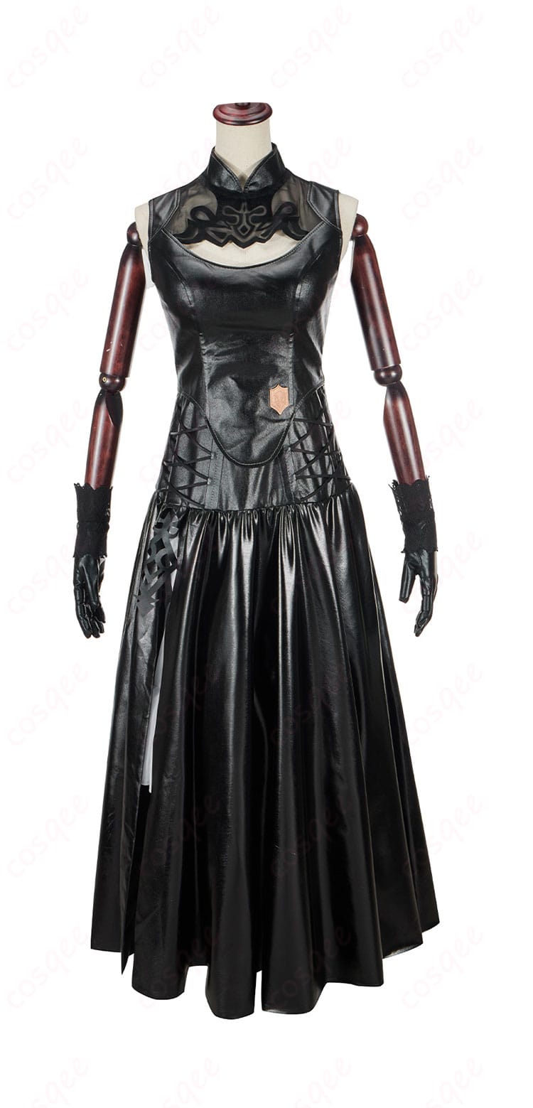 ファイナルファンタジーXIV ヨルハ五一式軍装:術 女性着用 コスプレ衣装の正面。詳細なデザインと高い再現度が魅力。