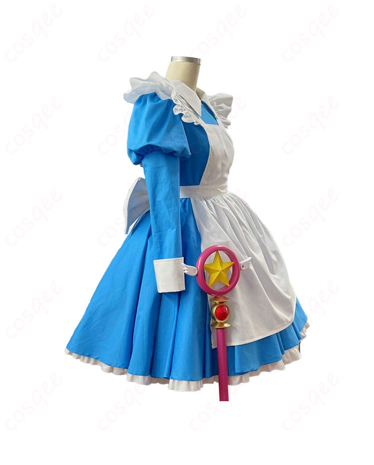 カードキャプターさくら 木之本桜 コスプレ衣装 アリス メイド服の側面図。ディテールが細かく、高品質な仕上がりです。