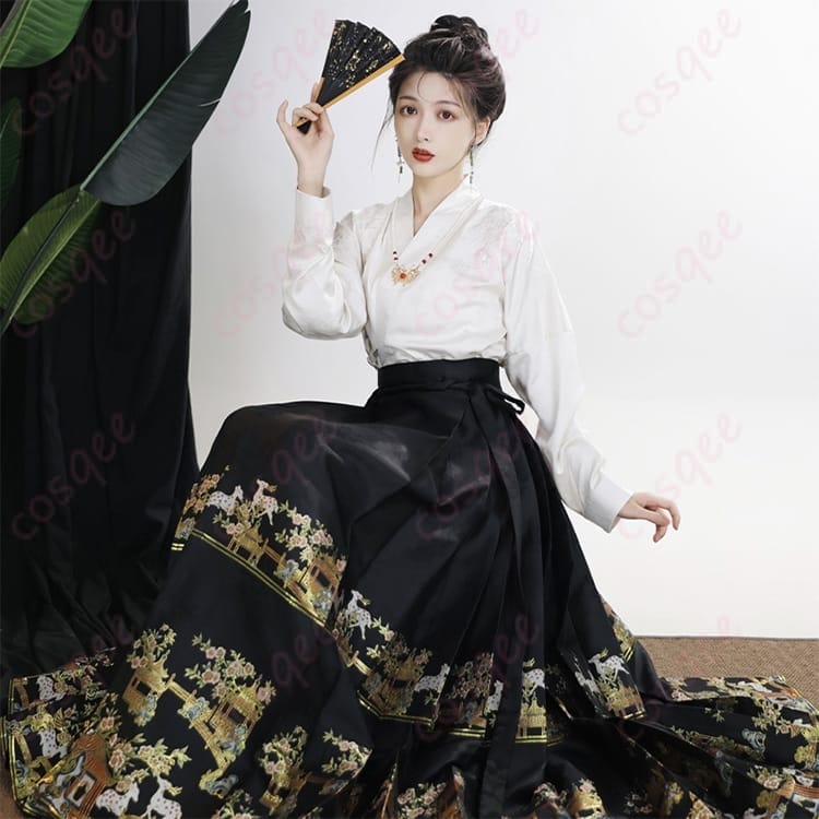 中華ロマン薫る漢服 馬面裙コスプレ2点セット 優美に揺れる裾で写真映え - 4枚目の画像