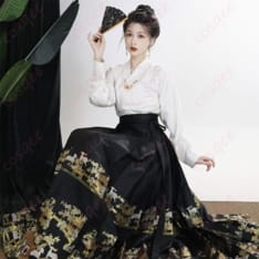 中華ロマン薫る漢服 馬面裙コスプレ2点セット 優美に揺れる裾で写真映え - 4枚目の画像（サムネイル）