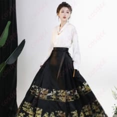 中華ロマン薫る漢服 馬面裙コスプレ2点セット 優美に揺れる裾で写真映え - 3枚目の画像（サムネイル）