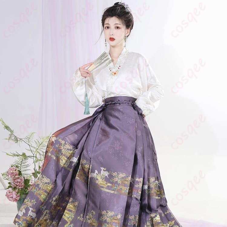 中華ロマン薫る漢服 馬面裙コスプレ2点セット 優美に揺れる裾で写真映え - 6枚目の画像