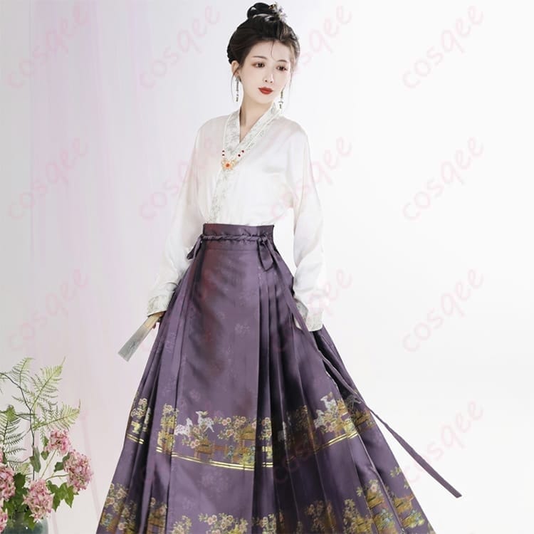 中華ロマン薫る漢服 馬面裙コスプレ2点セット 優美に揺れる裾で写真映え - 5枚目の画像