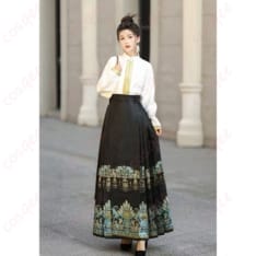 漢服コーデ入門にぴったりの立襟トップス＆馬面裙 2点セット｜上品に映える中華風コスプレ - 4枚目の画像（サムネイル）