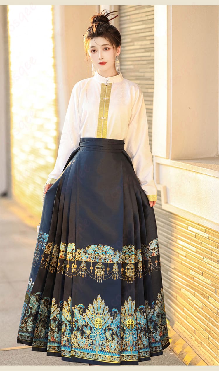 馬面裙裾の美しい飾りのディテール画像