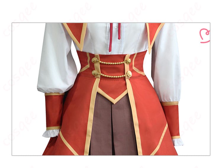 ユミエラ・ドルクネス コスプレ衣装の腰部の装飾細部。リボンや飾りが忠実に再現されています。