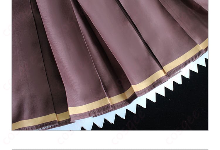 ユミエラ・ドルクネス コスプレ衣装の前スカート装飾の詳細。優れた縫製で魅力的なデザインです。