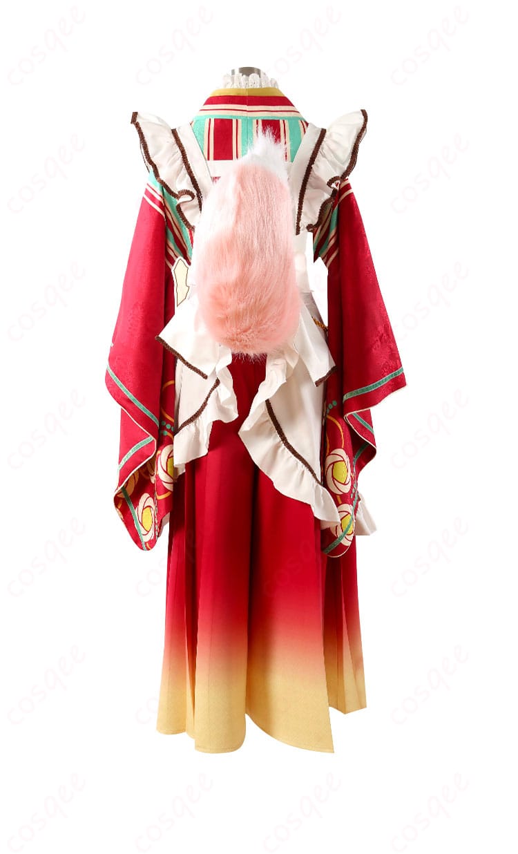 姫宮桃李 コスプレ衣装 背面図。背部の蝶結びや装飾チェーンのディテール。