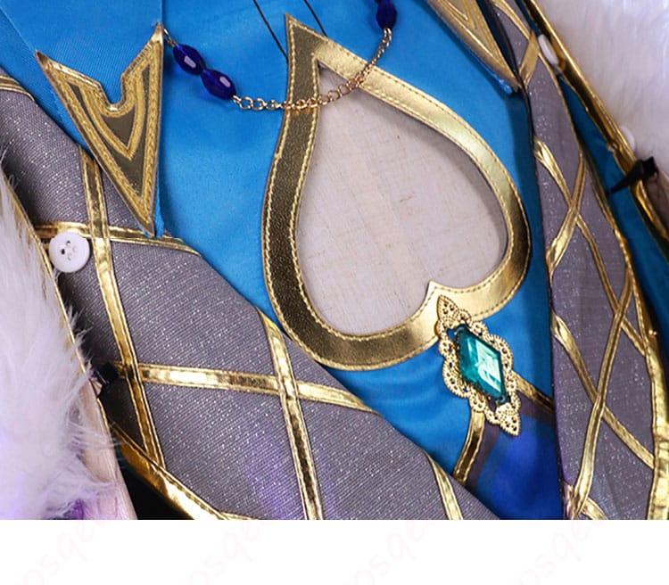 アベンチュリン コスプレ衣装の腹部装飾のディテール。精巧な刺繍と装飾が施されています。