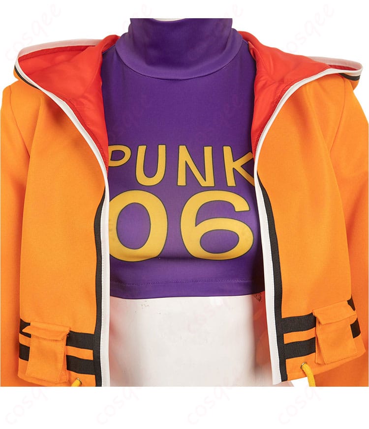 ONE PIECE PUNK-06 欲 コスプレ衣装 上衣前面の装飾ディテール。花纹や徽章の精緻な再現が特徴です。