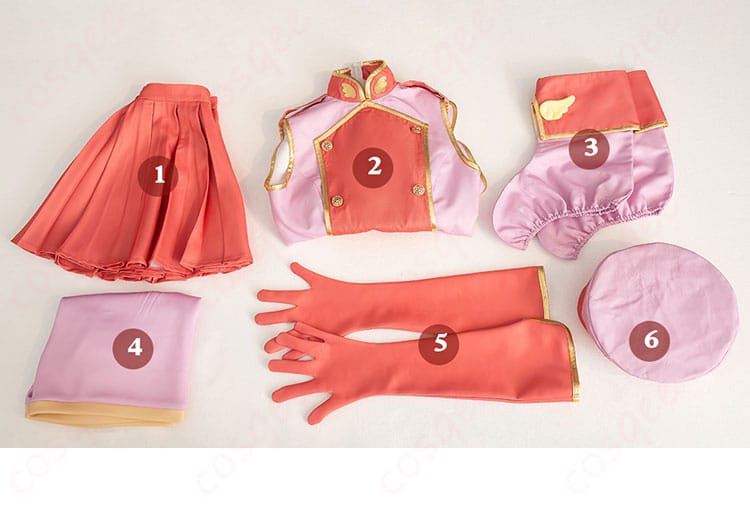 木之本桜 コスプレ衣装のセット内容を一目で確認できる画像。衣装一式が見やすく展示されています。