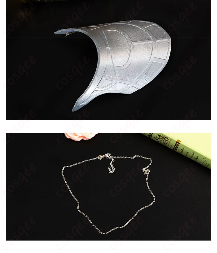 衣装の領口と肩部分の装飾。アクセントが効いたデザイン。