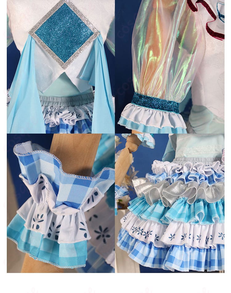 背面や衣袖、スカート部分の装飾ディテール。細部までこだわり、リアルさを追求したデザインが特徴です。