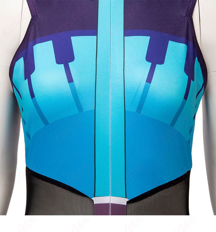 アシレーヌ コスプレ衣装 前胸装飾の細部。精緻な刺繍とデザインを拡大表示。