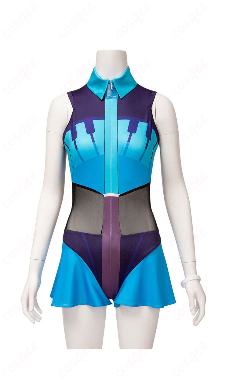 ポケモン×初音ミク アシレーヌ コスプレ衣装 正面図。美しいデザインと詳細な仕上がりをチェック!