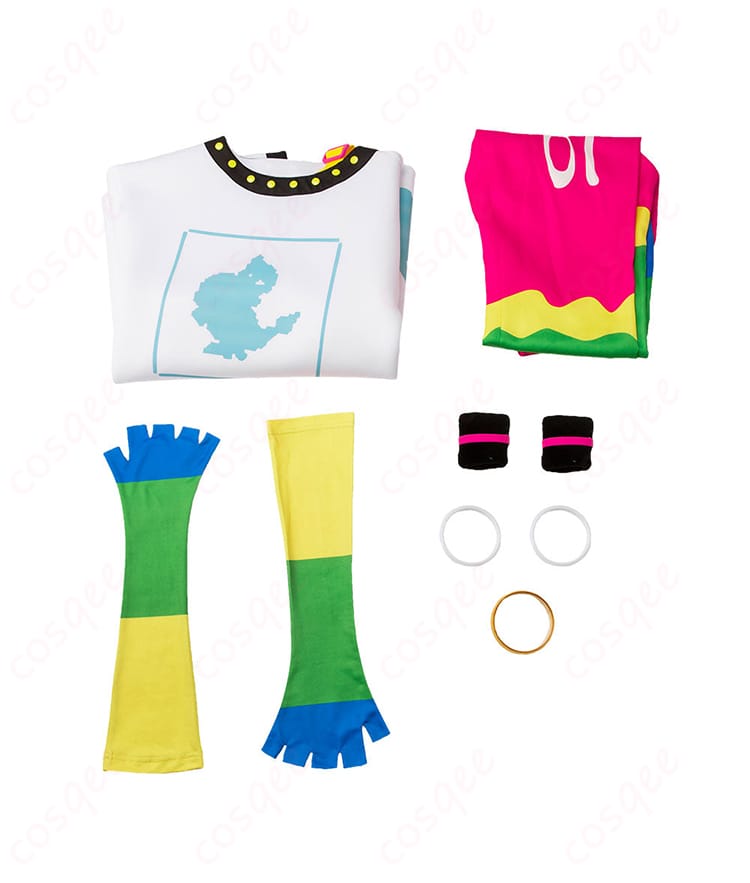 ペラップ コスプレ衣装のセット内容を紹介する画像。衣装のすべてのアイテムが一目でわかります。