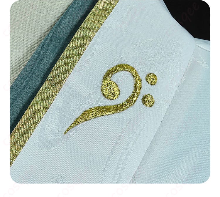 衣領の装飾細部のアップ画像。アニメキャラクターの特徴的なデザインが再現されています。