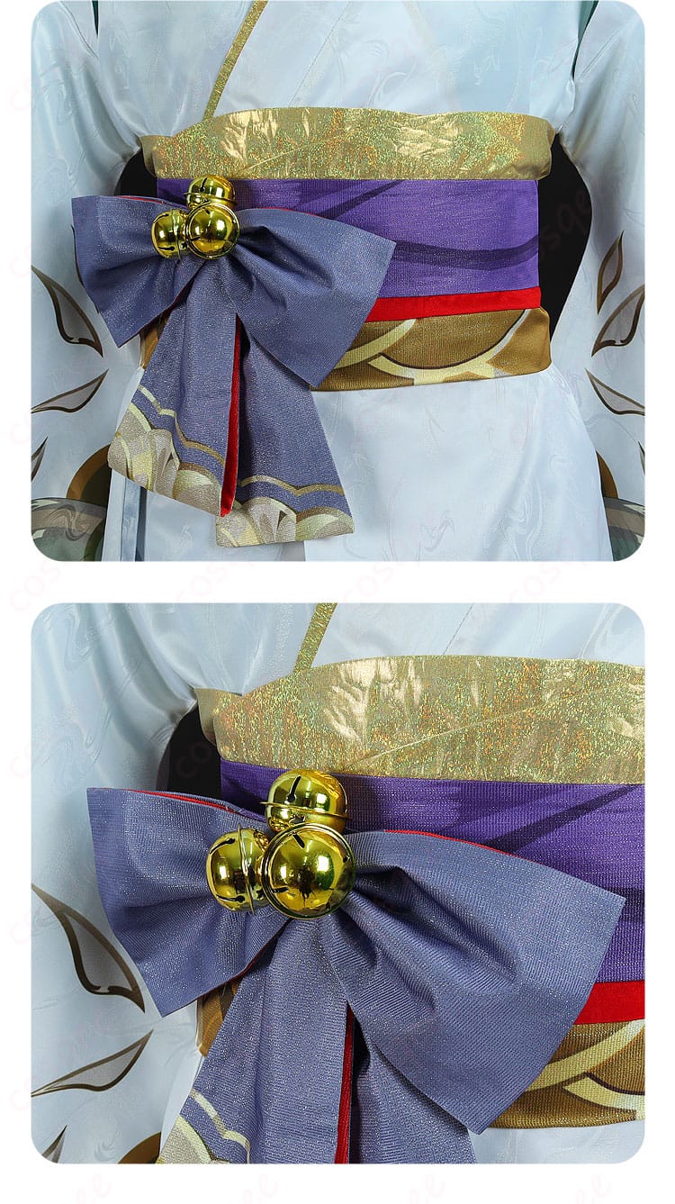 腰部分の蝴蝶リボンと鈴の装飾細部画像。可愛らしいアクセントが魅力です。