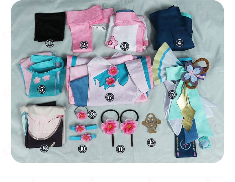 初音ミクコスプレ衣装のセット内容を展示。