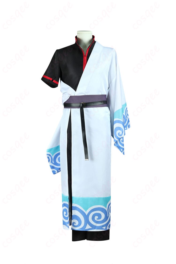 ランモバ × 銀魂 坂田銀時 コスプレ衣装の正面の詳細。高精度再現された衣装で、アニメファン必見!