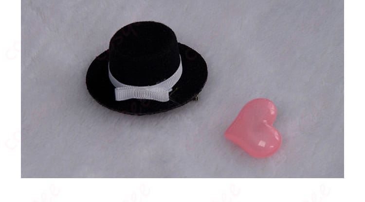 髪飾りの小さな帽子と小さなハートの装飾(天宮りずむ コスプレ衣装 髪飾り)