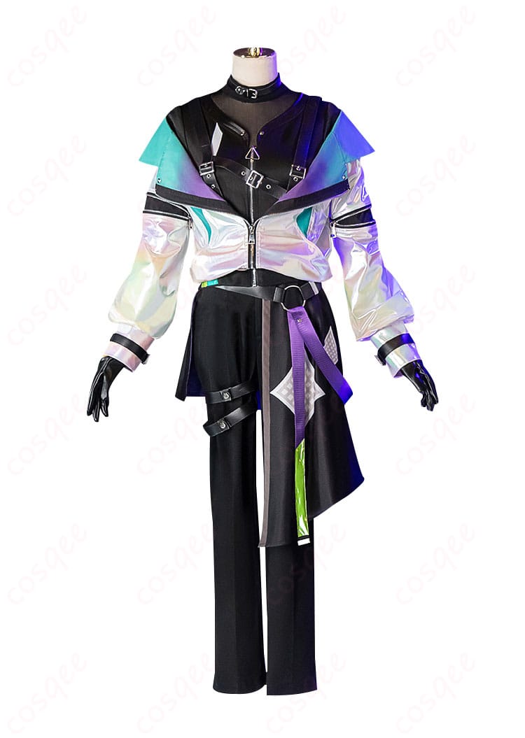 神代類 コスプレ衣装の正面デザイン。サイバーパンクスタイルが際立つ。