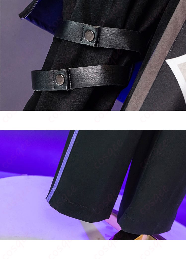 右側ズボンのサイバーパンク風装飾。個性を引き立てるデザイン。