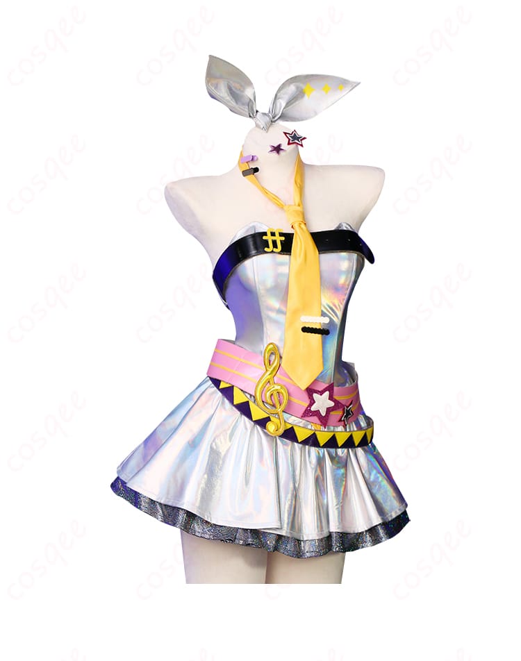 鏡音リン コスプレ衣装 『Muse Dash』コラボver. 内部装飾の細部。華やかな刺繍と装飾が衣装にリアルな魅力を加えています。長時間着用しても快適な素材。