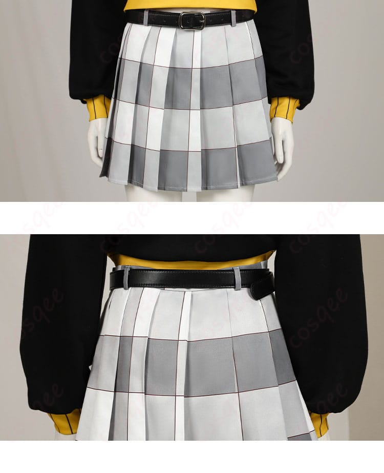 スカートの正面と背面装飾の細部 - 新井素羽コスプレ衣装のスカート、正面と背面のディテール