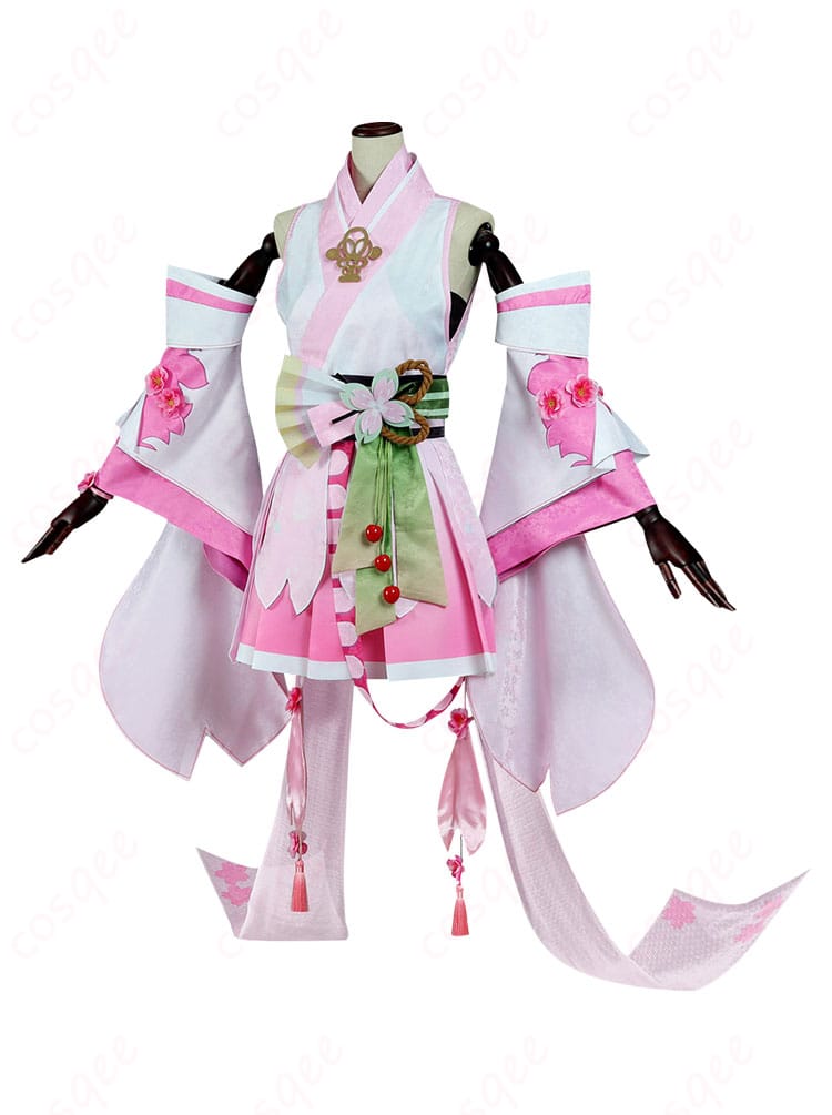 桜ミクコスプレ衣装の側面画像。衣装のシルエットと細部のデザインがよくわかります。
